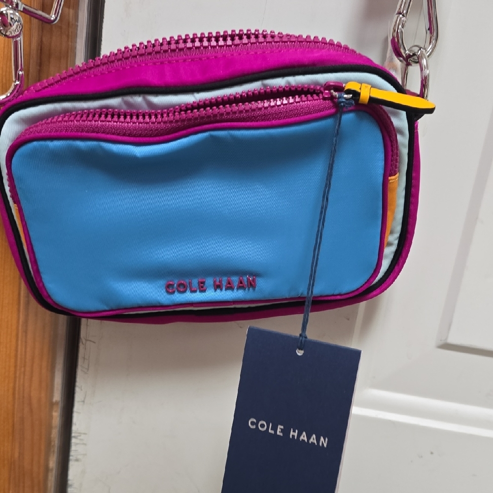 Cole Haan Fuchsia and Sky Blue Crossbody Bag